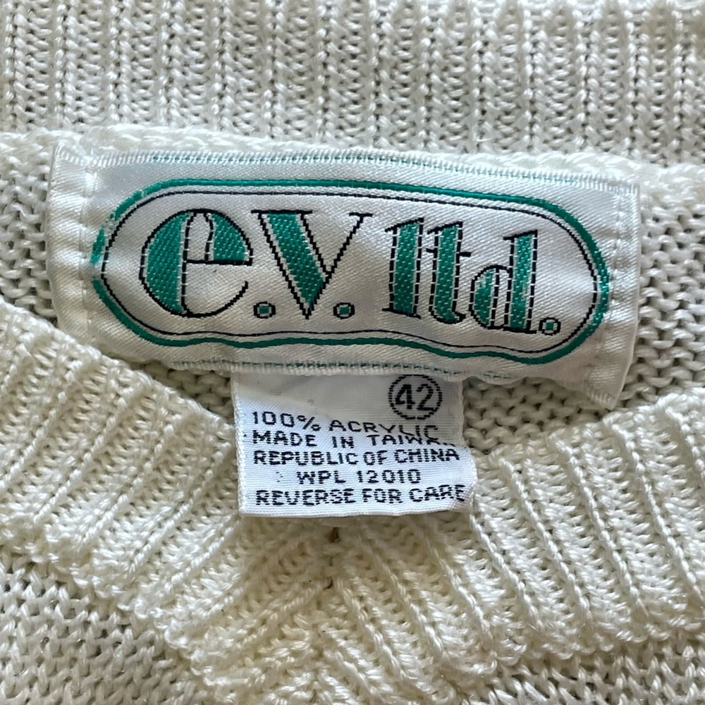 SOLD Vintage 1980s e.v. ltd. Rainbow Striped V-Neck Knit Sweater - Picture 6 of 11
